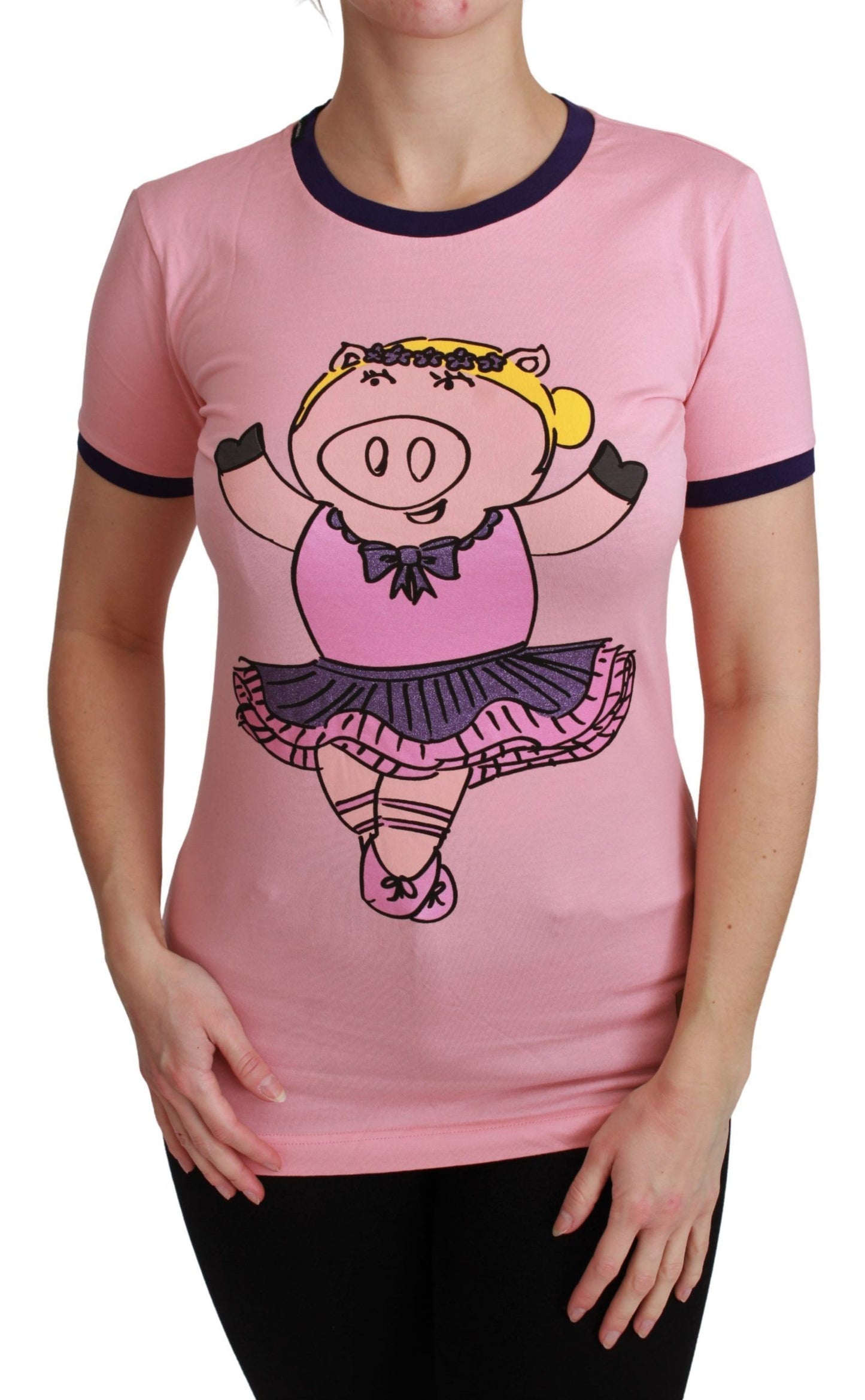 Dolce &amp; Gabbana T-shirt ras du cou rose année du cochon