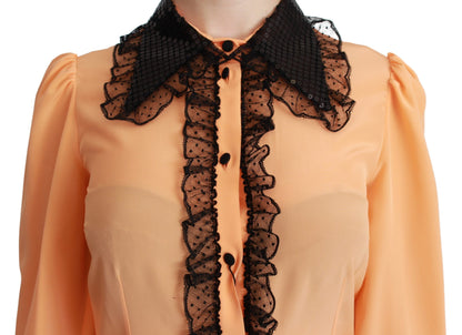 Blouse jaune en soie mélangée Dolce &amp; gabbana avec col à sequins