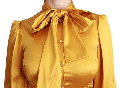 Dolce &amp; Gabbana - Mini-robe moulante en soie jaune radiant