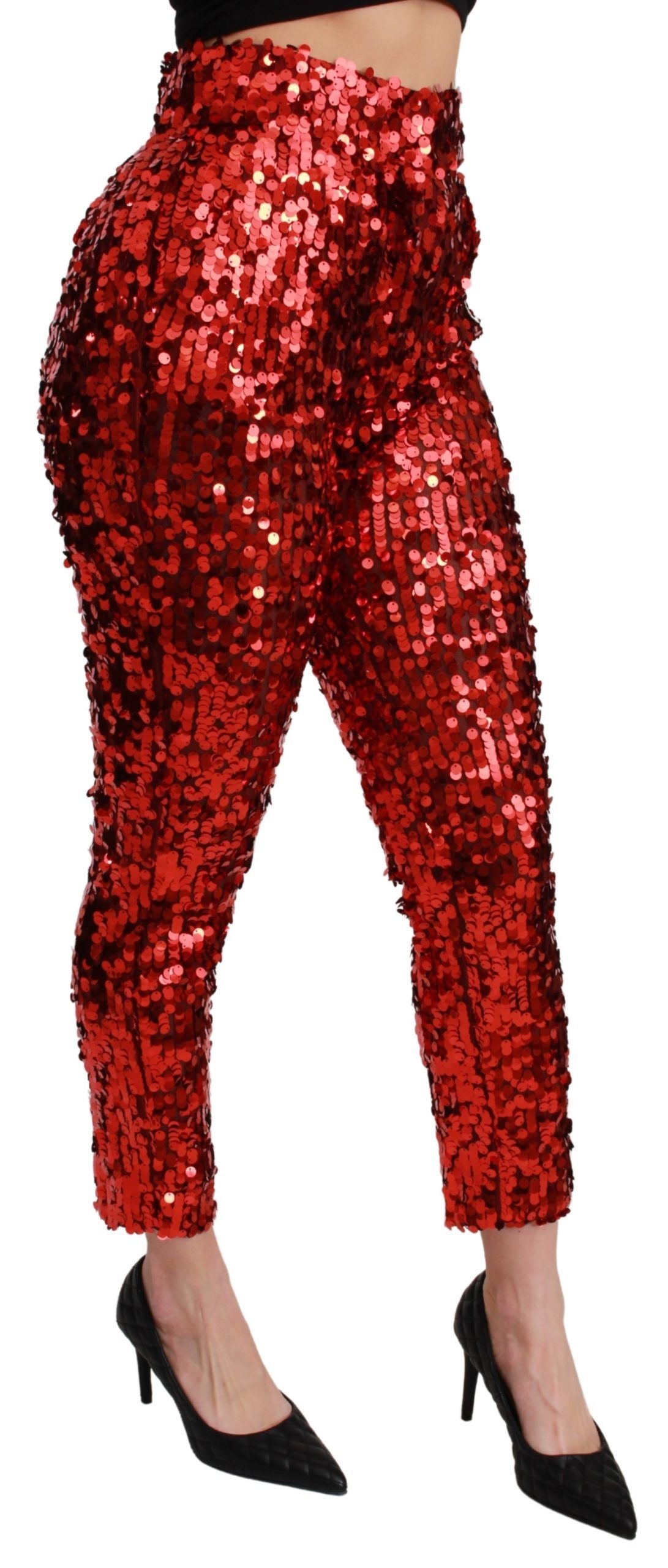 Dolce &amp; gabbana pantalon court rouge taille haute