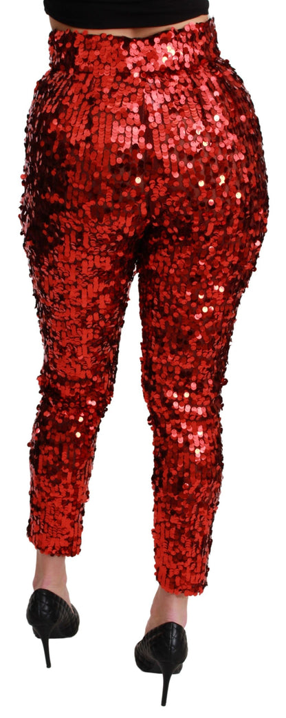 Dolce &amp; gabbana pantalon court rouge taille haute