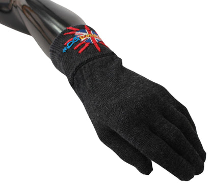 Gants unisexes en laine vierge grise Dolce &amp; gabbana