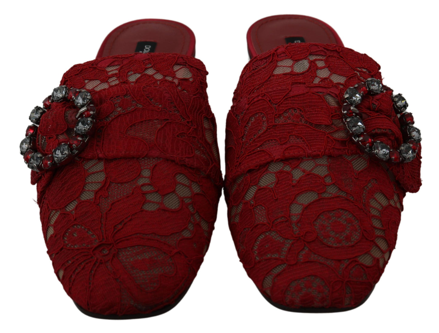 Dolce &amp; Gabbana - Chaussures plates rouge radiant avec ornements en cristal