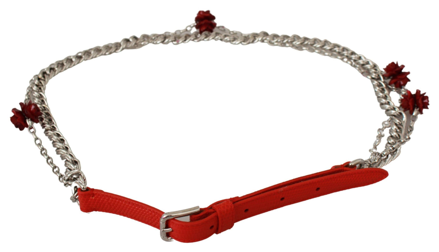 Dolce &amp; Gabbana Ceinture élégante à fleurs roses en rouge vif