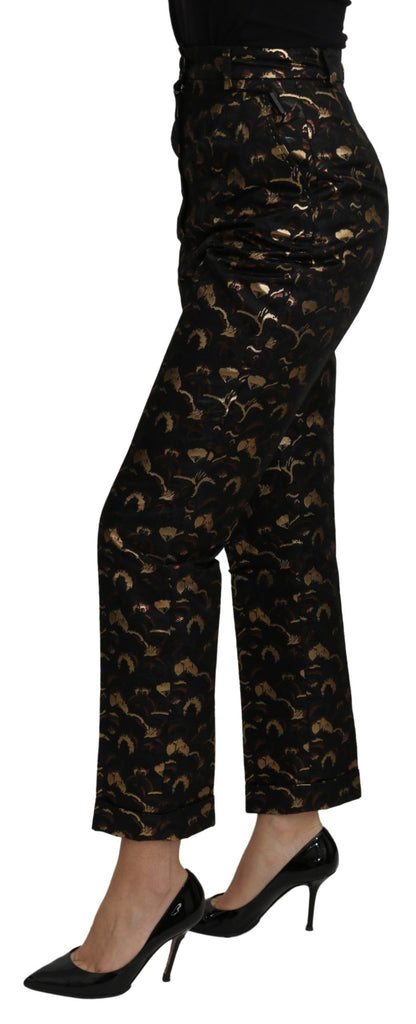 Dolce &amp; gabbana pantalon fuselé en brocart taille haute