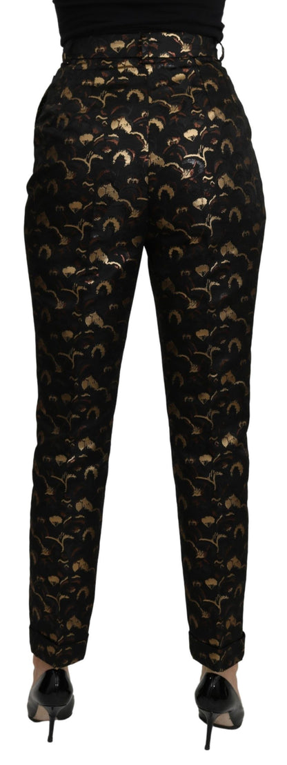 Dolce &amp; gabbana pantalon fuselé en brocart taille haute