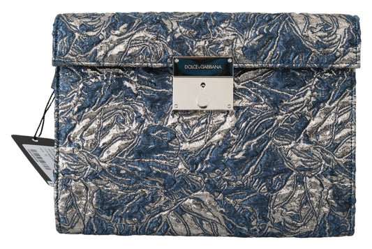 Pochette porte-documents bleue à imprimé croco Dolce &amp; gabbana