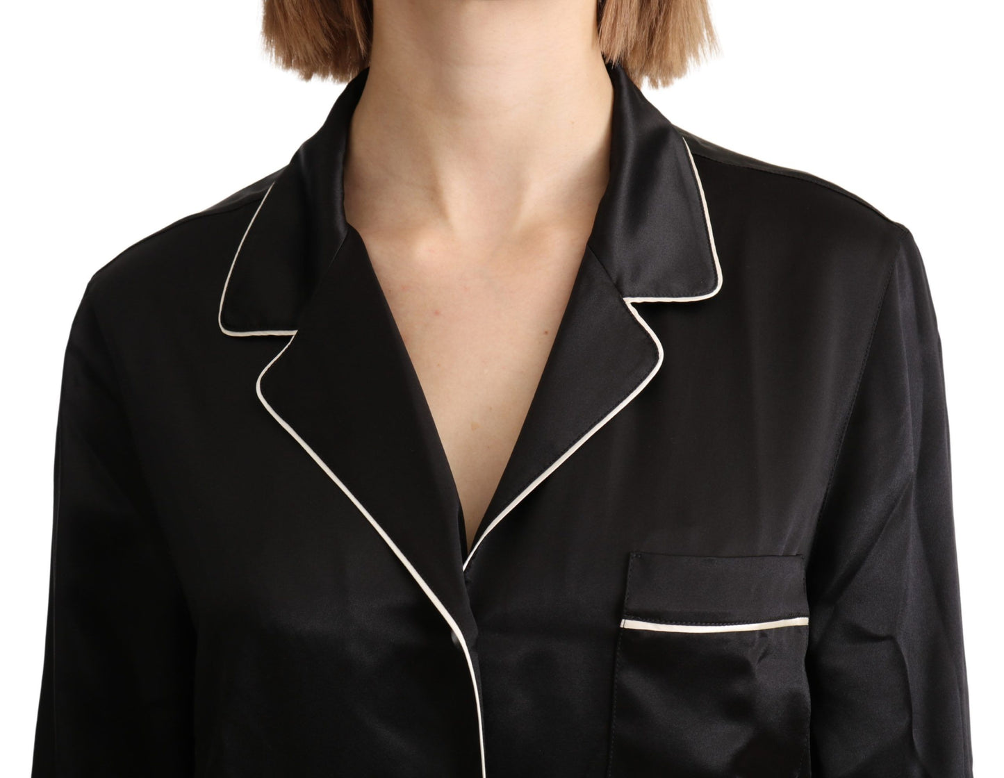 Blouse boutonnée noire en soie Dolce &amp; gabbana