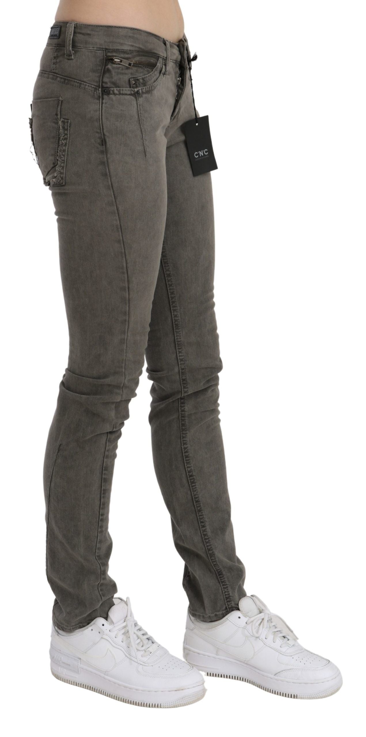 Costume national jean slim en coton gris