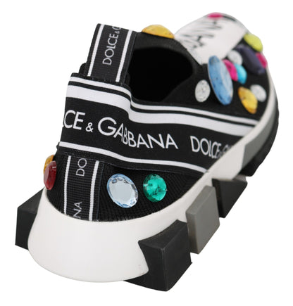 Dolce &amp; gabbana baskets basses noires à ornements en cristaux