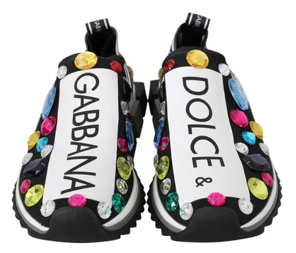 Dolce &amp; gabbana baskets basses noires à ornements en cristaux