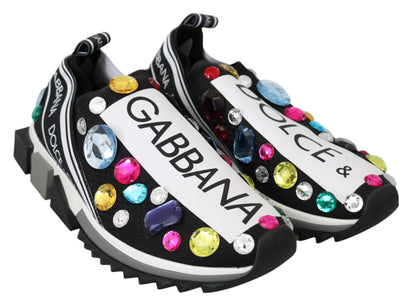 Dolce &amp; gabbana baskets basses noires à ornements en cristaux