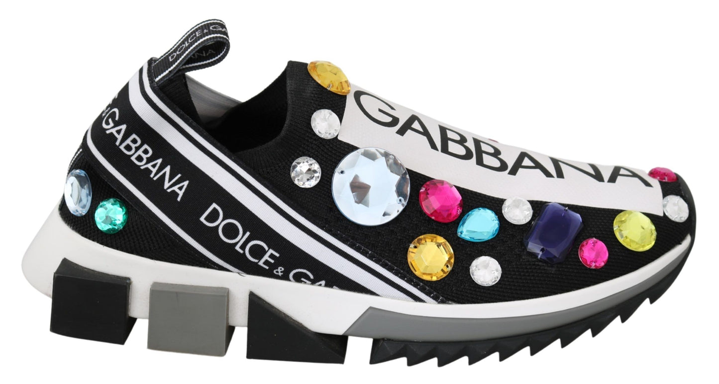 Dolce &amp; gabbana baskets basses noires à ornements en cristaux