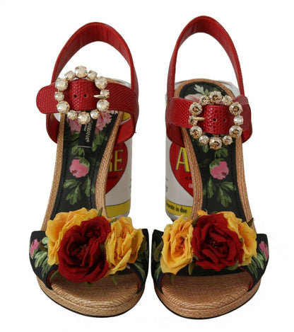 Dolce &amp; gabbana sandales ornées de cristaux floraux multicolores