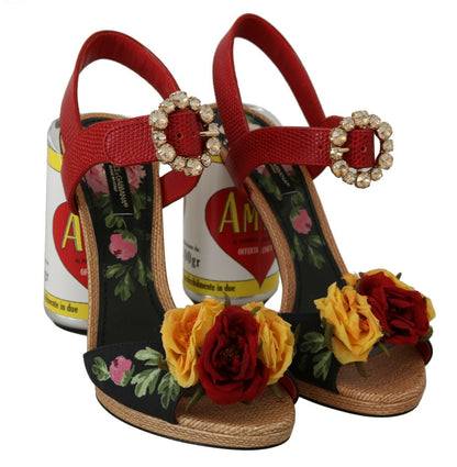 Dolce &amp; gabbana sandales ornées de cristaux floraux multicolores