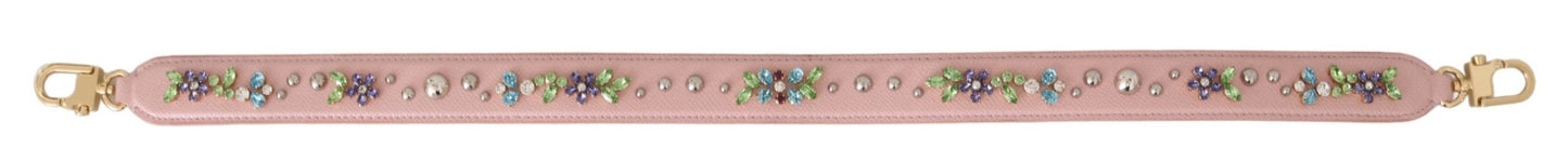 Dolce &amp; Gabbana superbe bracelet en cuir clouté de cristaux roses