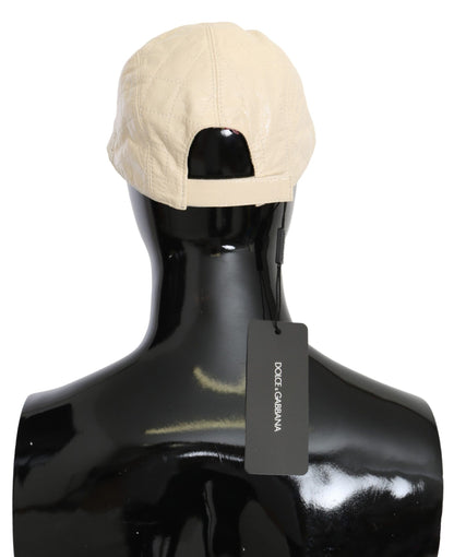 Casquette de baseball en cuir d'agneau blanc Dolce &amp; gabbana