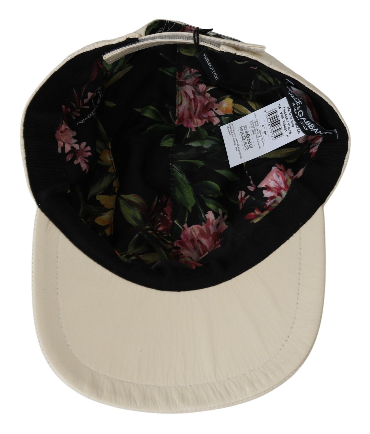 Casquette de baseball en cuir d'agneau blanc Dolce &amp; gabbana