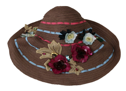 Chapeau souple en paille Dolce &amp; gabbana avec accents floraux