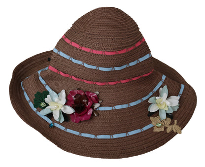 Chapeau souple en paille Dolce &amp; gabbana avec accents floraux