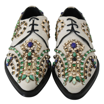 Dolce &amp; gabbana chaussures plates en daim blanc avec cristaux