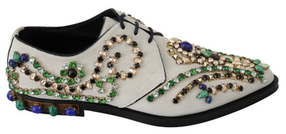 Dolce &amp; gabbana chaussures plates en daim blanc avec cristaux