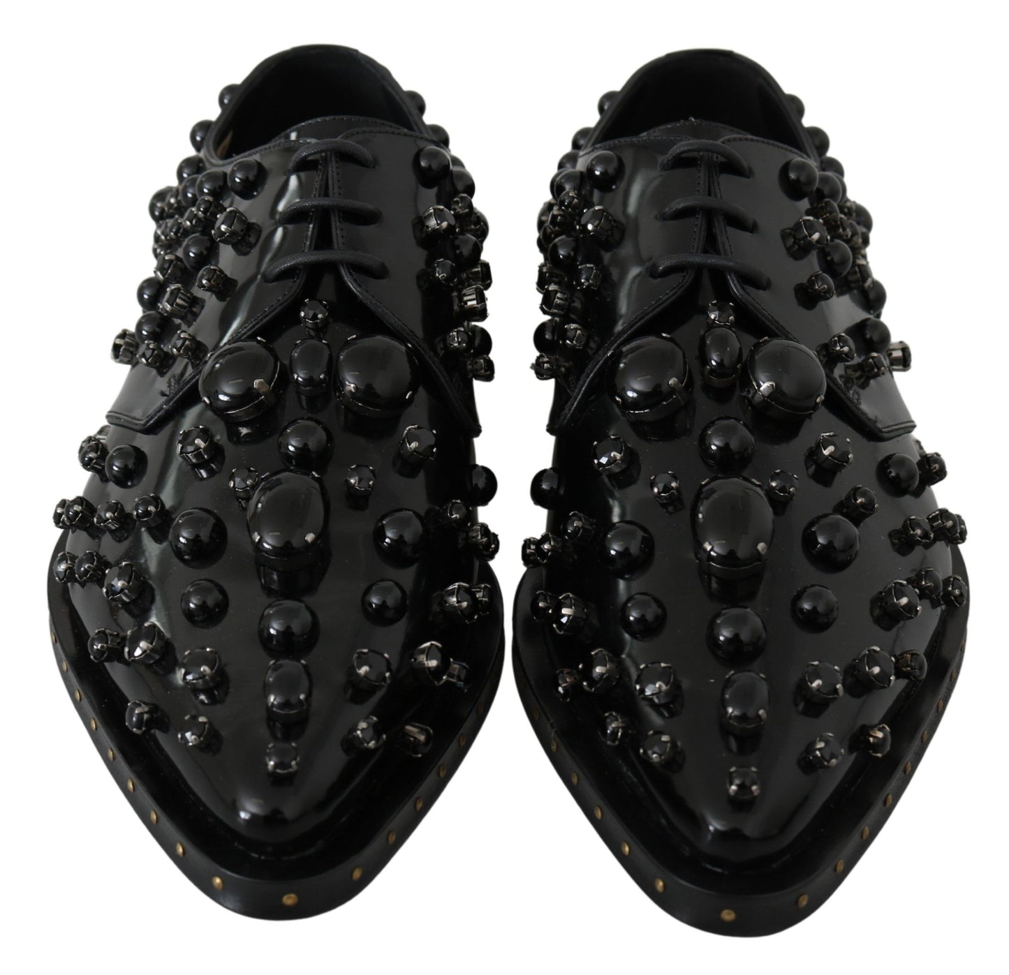 Chaussures habillées en cuir cristal noir Dolce &amp; Gabbana