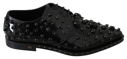 Chaussures habillées en cuir cristal noir Dolce &amp; Gabbana