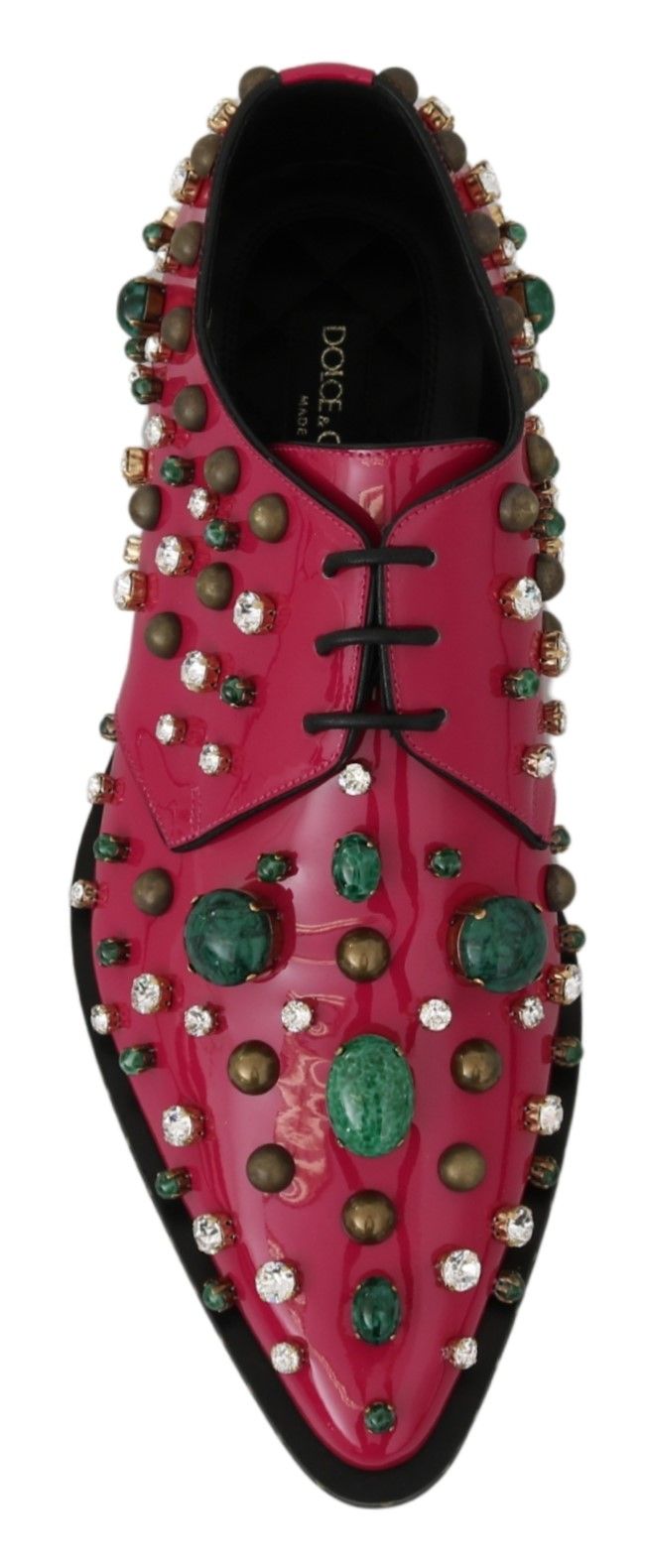 Dolce &amp; gabbana chaussures plates vernies en cristal rose fuchsia