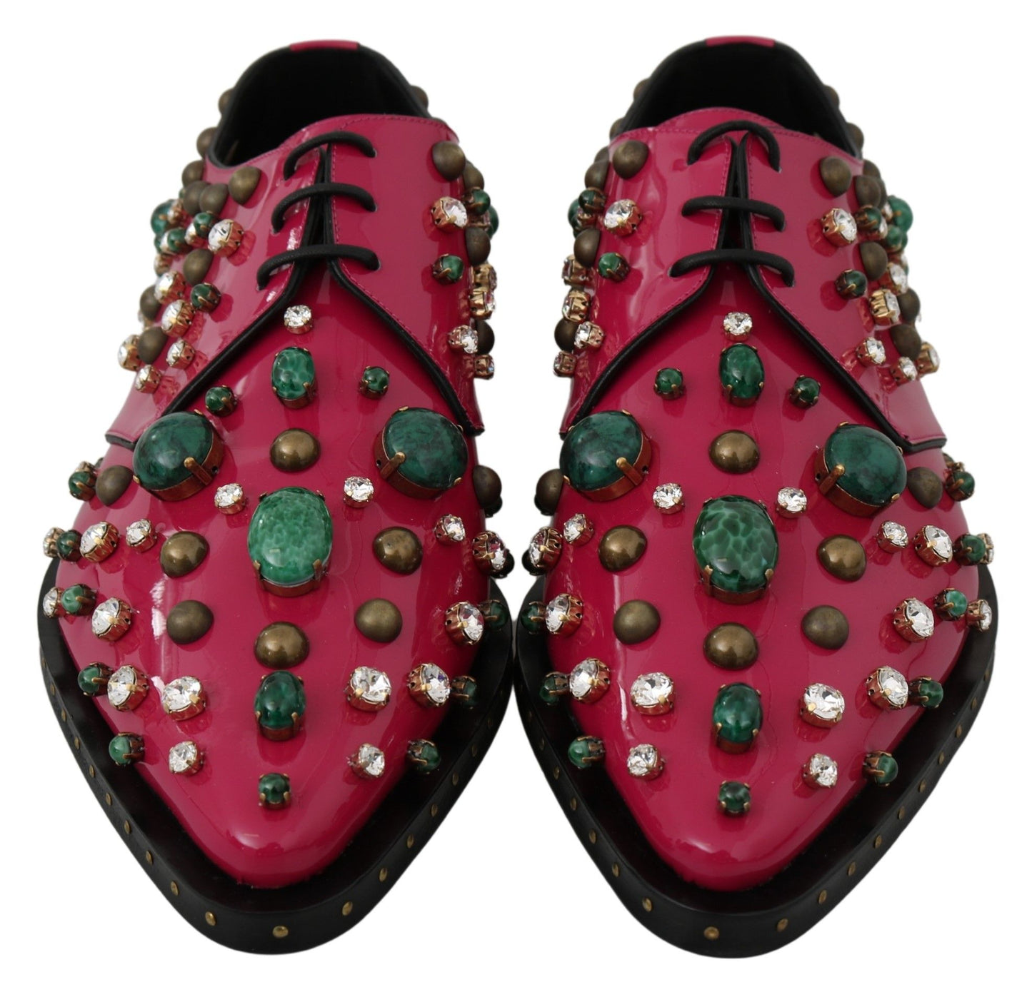 Dolce &amp; gabbana chaussures plates vernies en cristal rose fuchsia