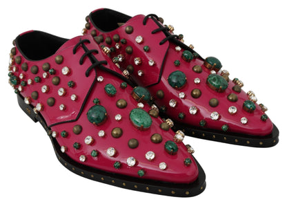 Dolce &amp; gabbana chaussures plates vernies en cristal rose fuchsia