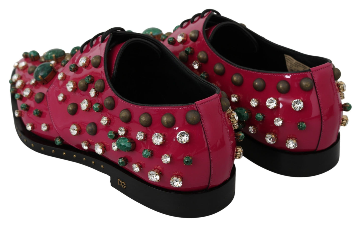 Dolce &amp; gabbana chaussures plates vernies en cristal rose fuchsia