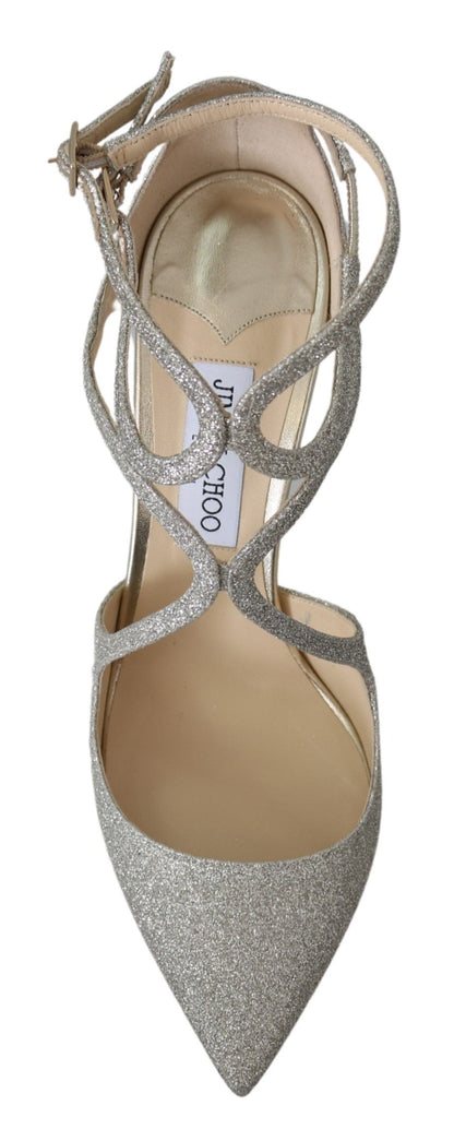 Jimmy Choo Zapatos De Bombas Lancer 100 De Cuero Hielo Platino