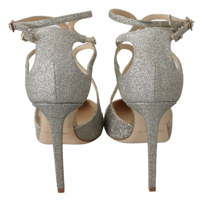 Jimmy Choo Zapatos De Bombas Lancer 100 De Cuero Hielo Platino