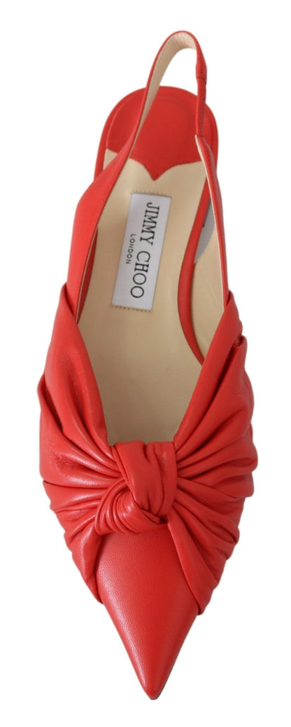 Jimmy Choo chaussures plates en cuir à bout pointu rouge