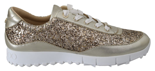 Jimmy Choo Zapatillas Monza Antiguas De Cuero Dorado