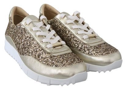 Jimmy Choo Zapatillas Monza Antiguas De Cuero Dorado