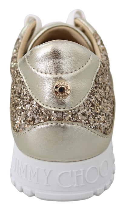 Jimmy Choo Zapatillas Monza Antiguas De Cuero Dorado