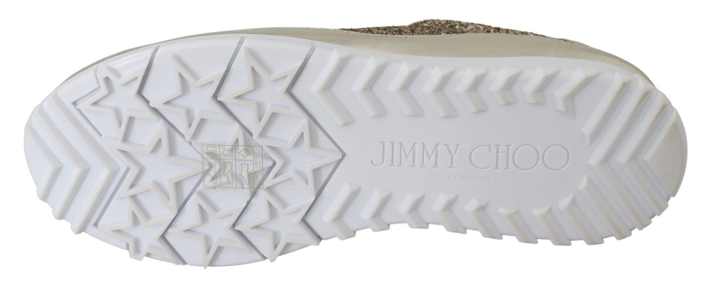 Jimmy Choo baskets en cuir pailleté doré antique