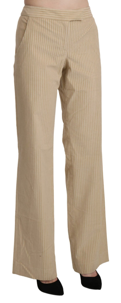 Ermanno scervino pantalon large taille haute beige