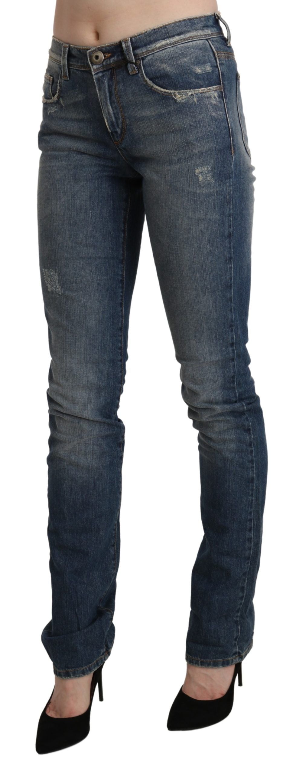 Ermanno Scervino - Jean skinny taille mi-haute - Bleu délavé