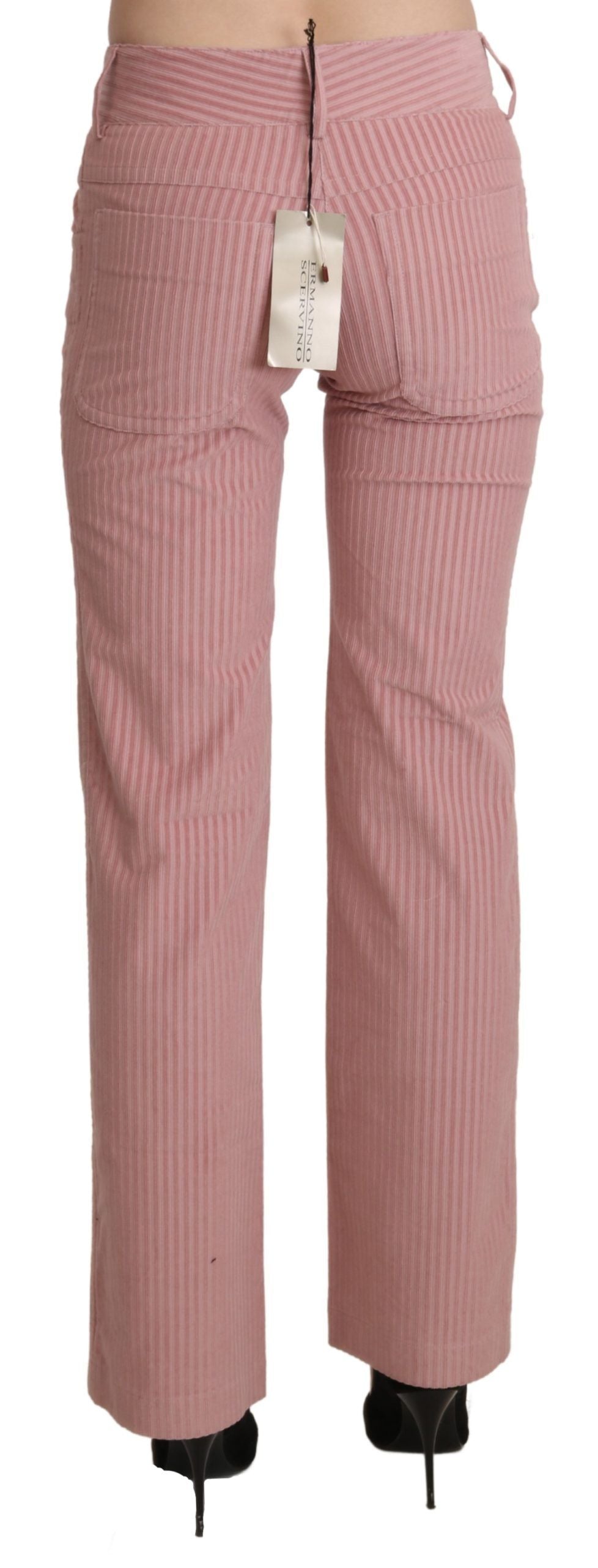 Ermanno scervino pantalon droit taille moyenne rose