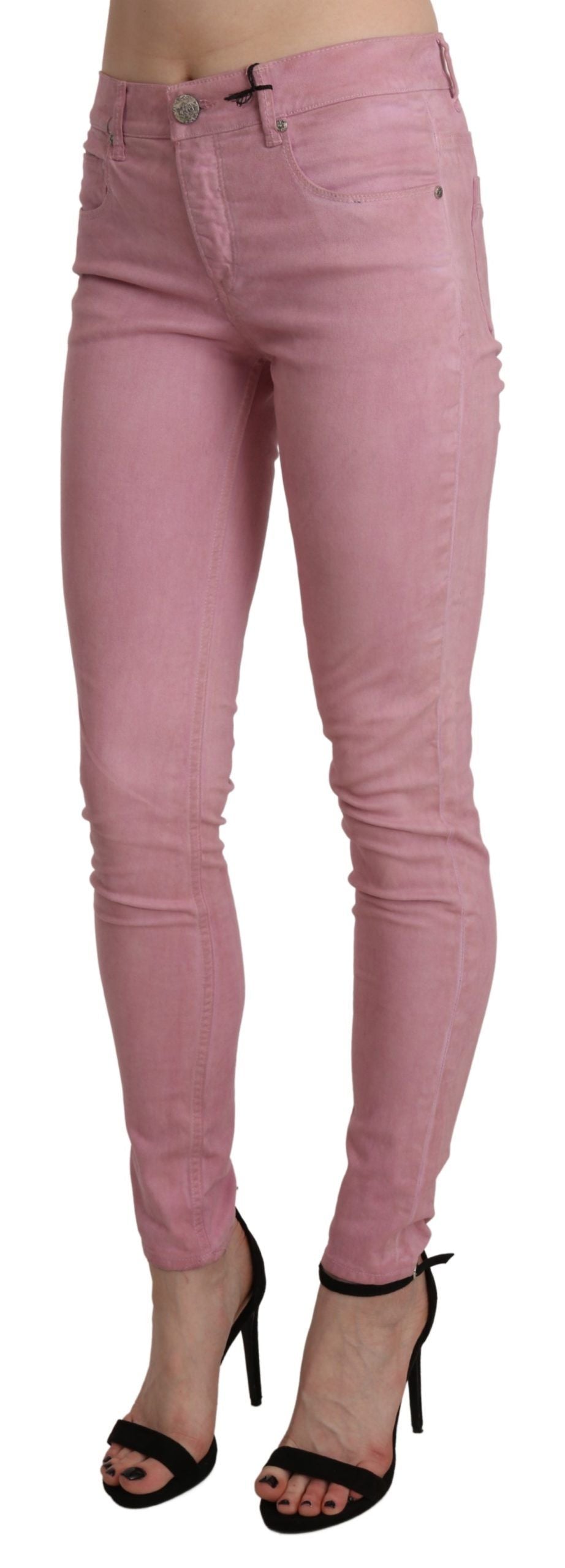 Jean skinny taille moyenne rose Acht