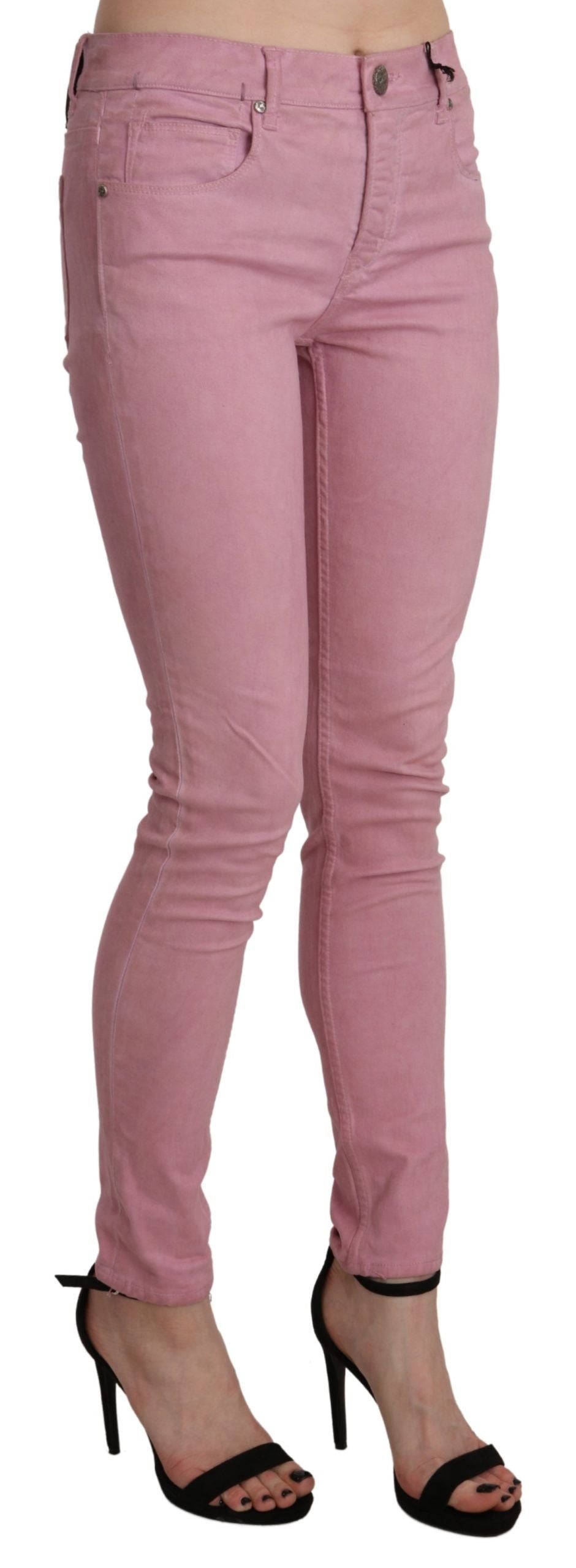 Jean skinny taille moyenne rose Acht