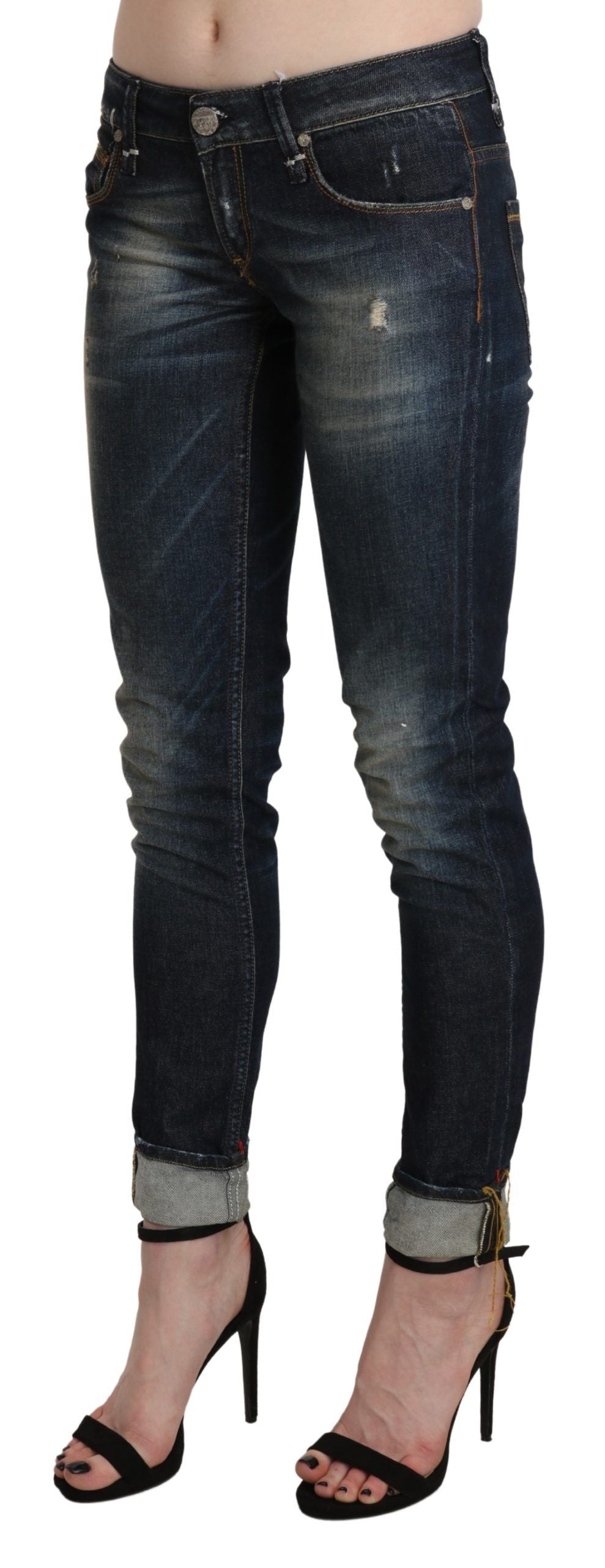 Jean skinny raccourci bleu foncé Acht