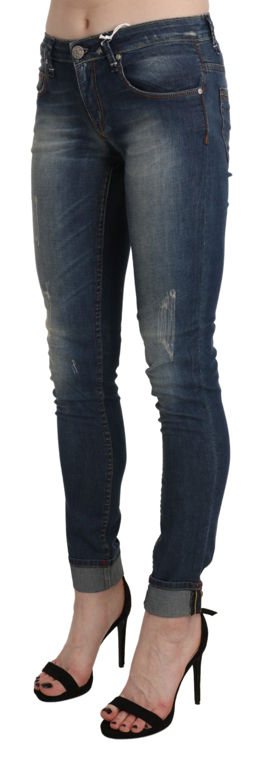 Jean skinny raccourci bleu délavé Acht