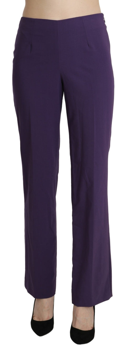 BENCIVENGA Elegante Pantalón Recto Violeta de Talle Alto