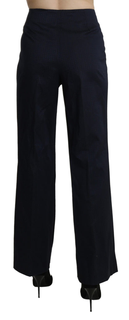 Bencivenga pantalon droit taille haute en coton bleu marine