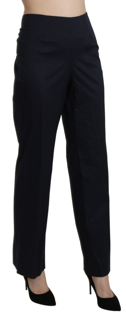 Bencivenga pantalon droit taille haute en coton bleu marine