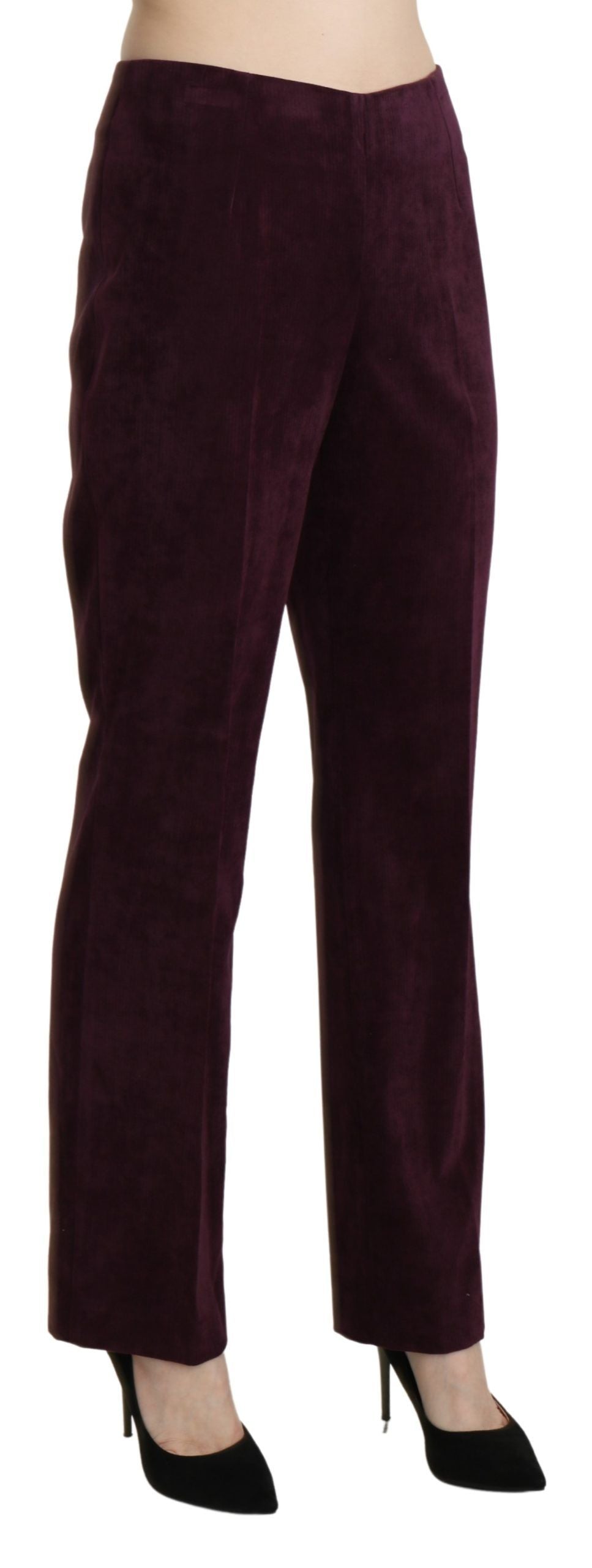 BENCIVENGA Elegante pantalón morado recto de cintura alta